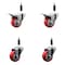 Service Caster 3'' Red Poly Swivel 7/8'' Expanding Stem Caster Set 2 Total Lock Brakes, 4PK SCC-EXTTL20S314-PPUB-RED-2-S-2-78 - alternate 1